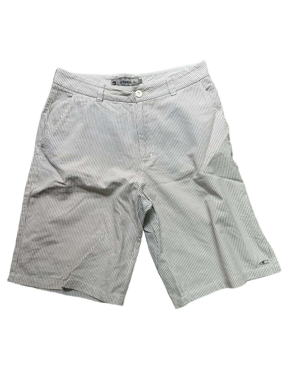 O'Neill Men's White with Fine Gray Pinstripe Flat Front Shorts